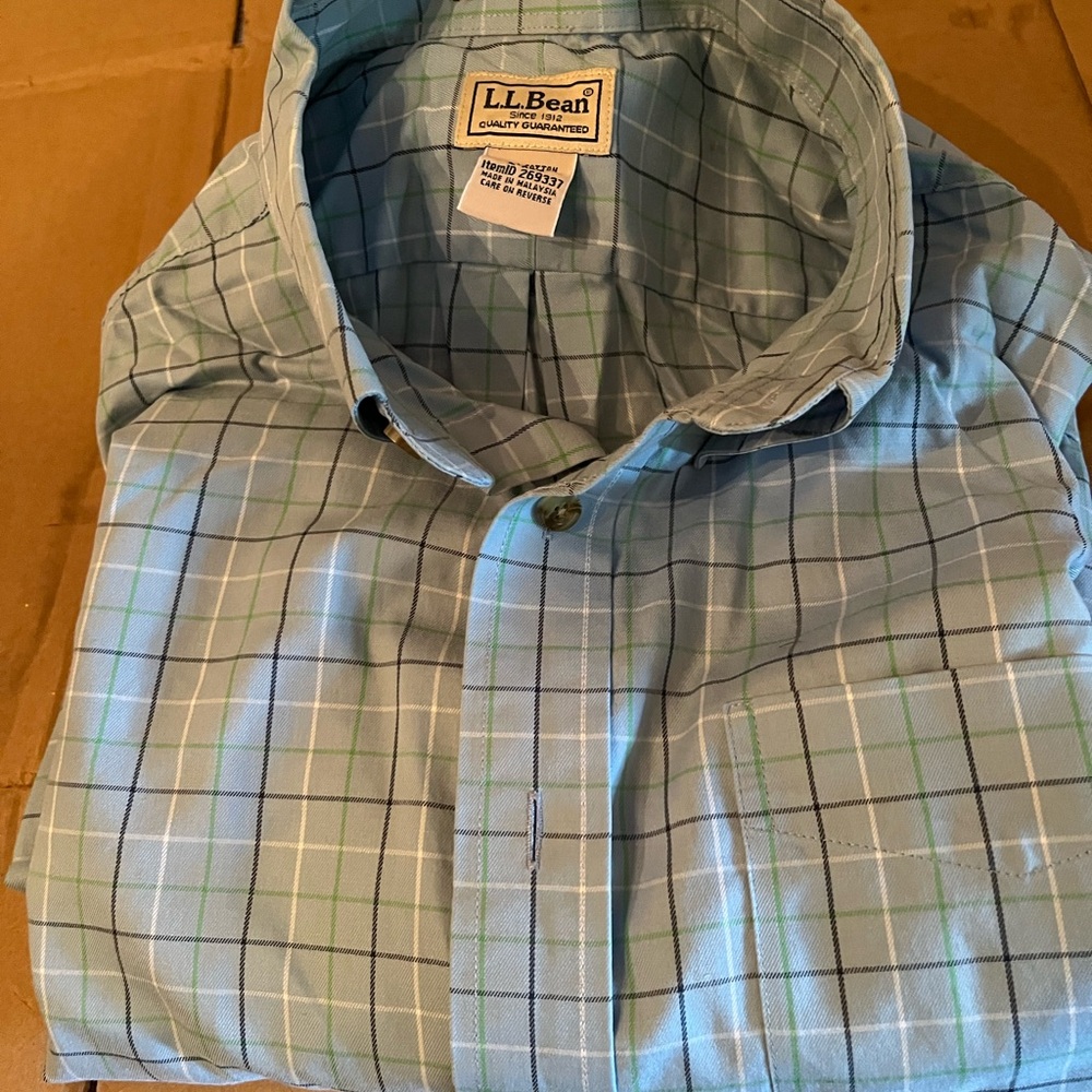 LL Bean Wrinkle Resistant 100% Cotton L-Regular Long Sleeved Shirt…